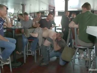 Two Bushy Sluts Get Abused In A Bar Full Of concupiscent Strangers