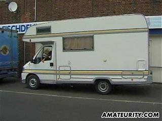 Amateur babe hardcore threesome in a camping car